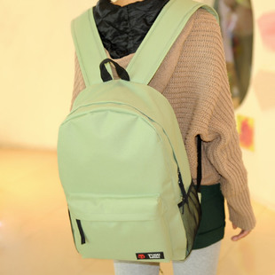 包邮 韩版日式简约纯色双肩包女学生书包背包休闲包豆沙绿 L39
