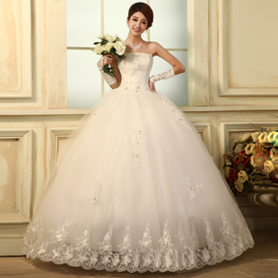 结婚纱礼服2013最新款韩版原创抹胸齐地公主绑带款蝴蝶新娘H6281
