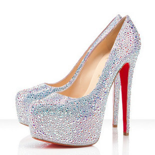 2013新款水晶鞋厚底超高跟红色婚鞋单鞋红底新娘鞋水钻婚