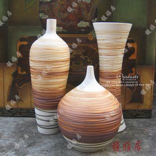 欧式时尚家居装饰品现代工艺品摆件 陶艺三件套陶瓷花瓶家装摆设